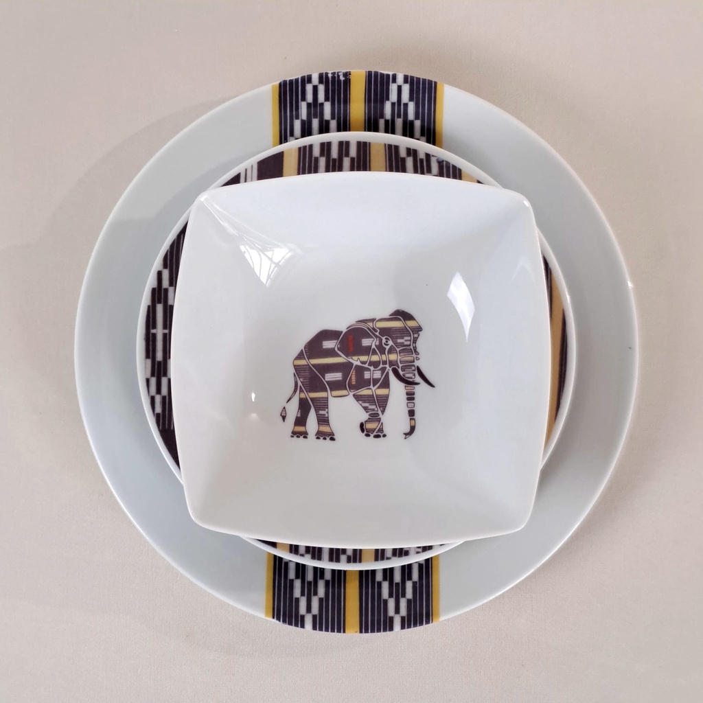 Assiette creuse/bowl Carrée : Baoulé 1 profil Elephant