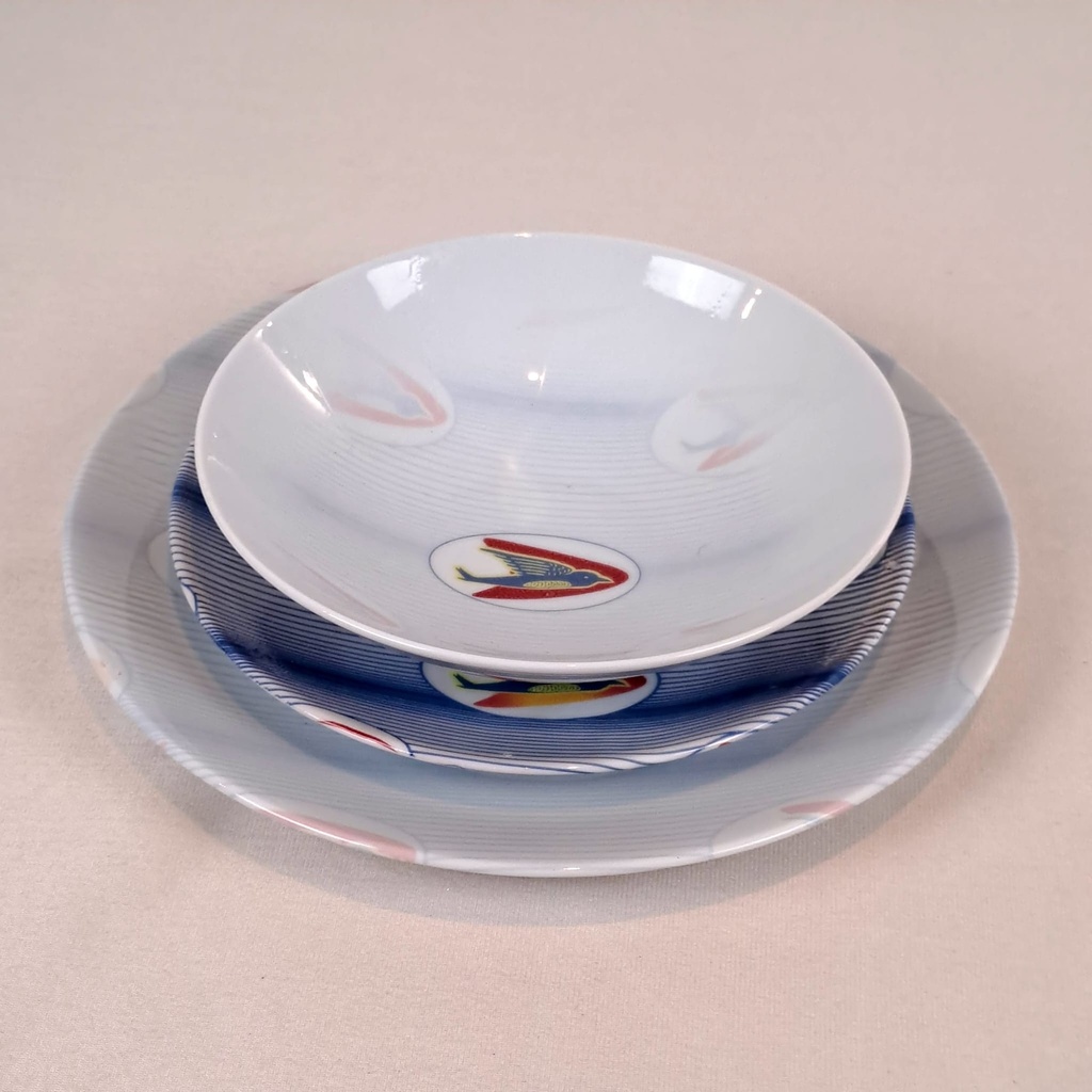 Assiette creuse/bowl Ronde : Wax Hirondelles profil Plein