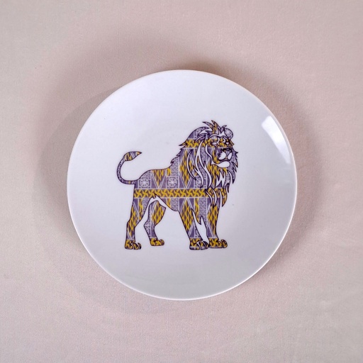 [PA-RO-CA1-LI-001] Petite assiette Ronde : Camerounais 1 profil Lion