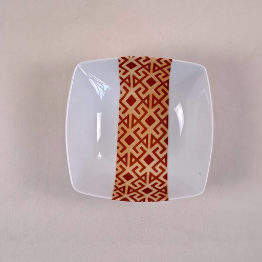 [AC-CA-NK2-RU-001] Assiette creuse/bowl Carrée : Ntshak des Kuba Congo 2 profil Ruban